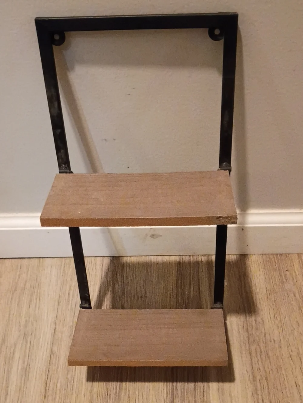 Wall-Mount Two-Tier Shelf in Brown and Black